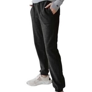 Albion Campus Jogger Sweatpants Embroidered Logo Pockets Charcoal Black Large